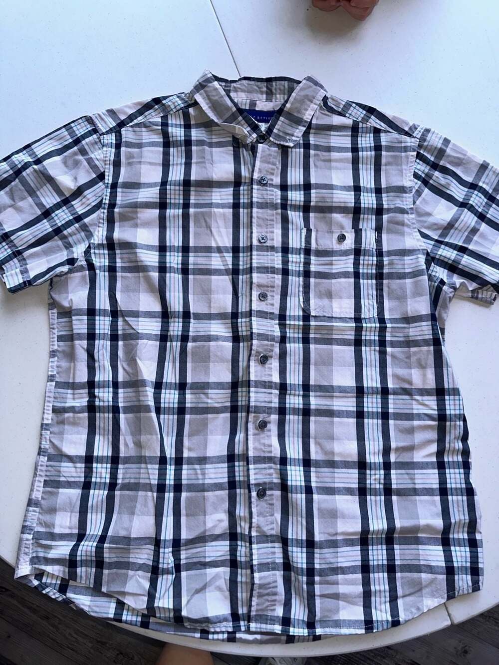 Simply Styled Men's Short Sleeve Plaid Button-Down Shirt